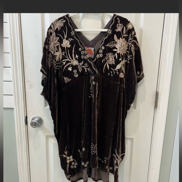 Sold Johnny Was Maree Velvet Effortless Kaftan - Size Large velvet velour brown - Picture 5 of 9